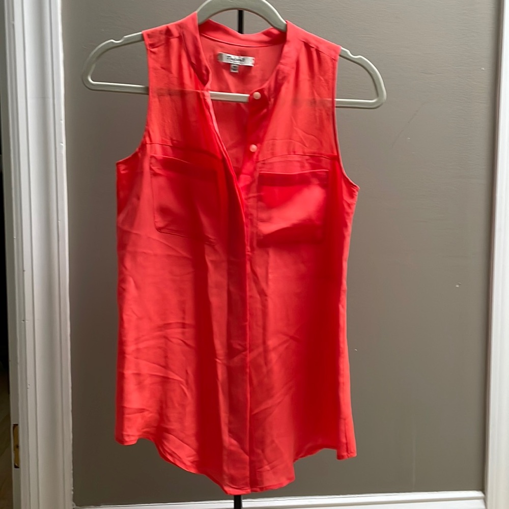 MADEWELL 100% silk tangerine sleeveless xs summer shirt